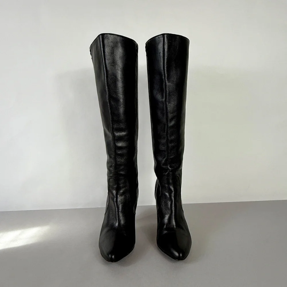 Frye Regina Zip Black Leather Boots - Picture 3 of 12